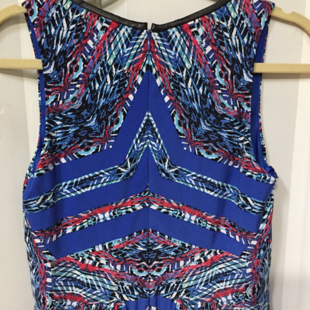 Donna Ricco Sleeveless Blue and Red Tribal Patterned Dress - Picture 14 of 15